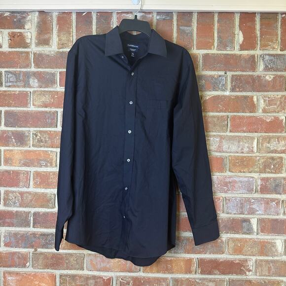 Croft & Barrow Men's Black Broadcloth Slim Fit Button Up Shirt‎ 16.5" Neck 34/35 - Picture 3 of 9